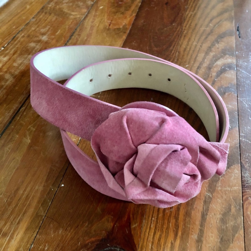 Anthropologie rose suede belt